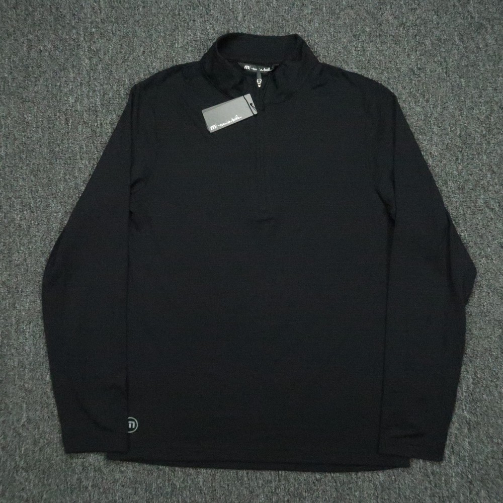 Travis Mathew Pullover Mens Small Black Havasu 1/4 Zip Stretch Pockets Golf NWT