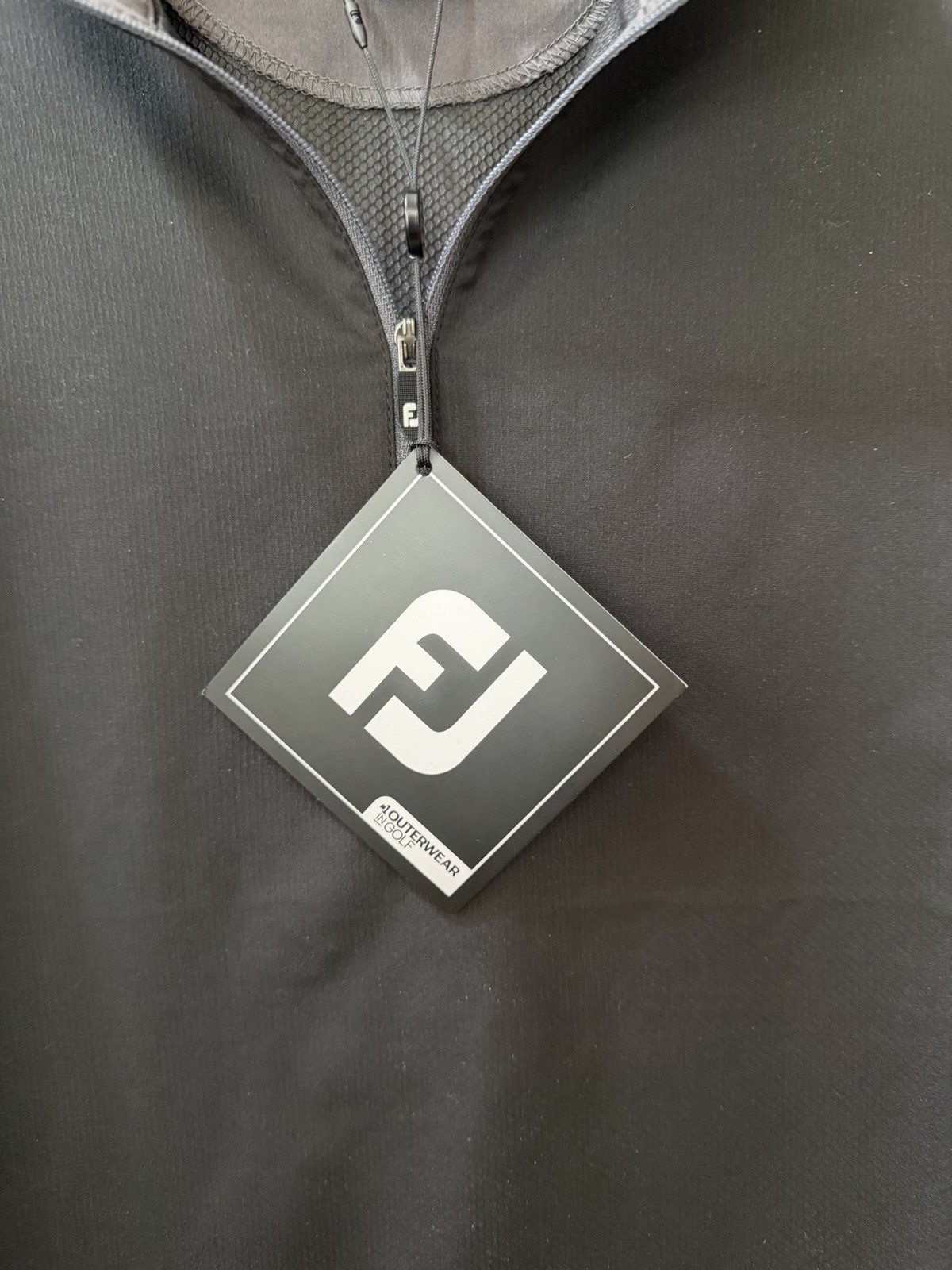 Men’s FootJoy Sport Short Sleeve Windshirt Black & Charcoal Size Small Half Zip gallery
