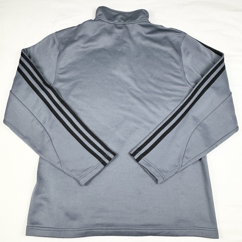 Adidas Men's 1/4 Zip Pullover Medium Gray Black 3-Stripe Zippered Chest Pocket gallery