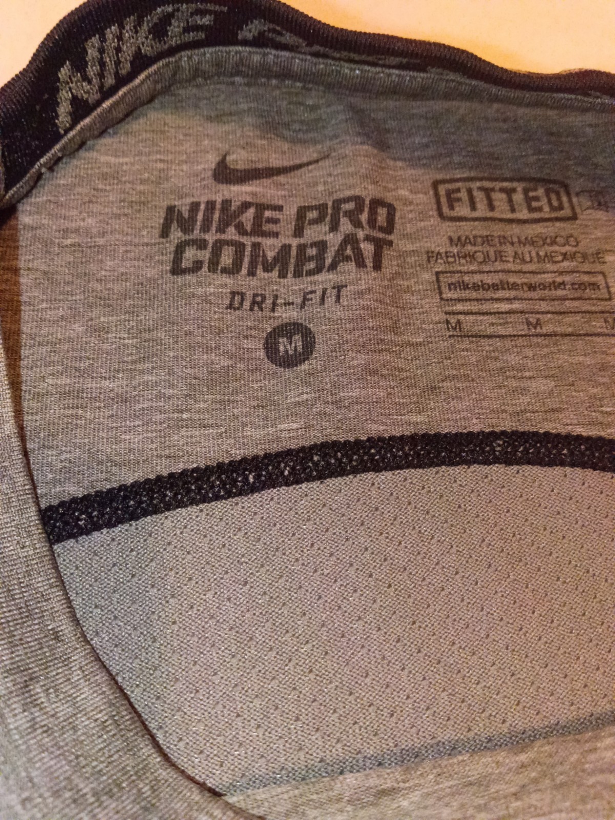 Nike Pro Combat Dri-FIT Men's M Gray/Black Compression Crew Neck Tee gallery