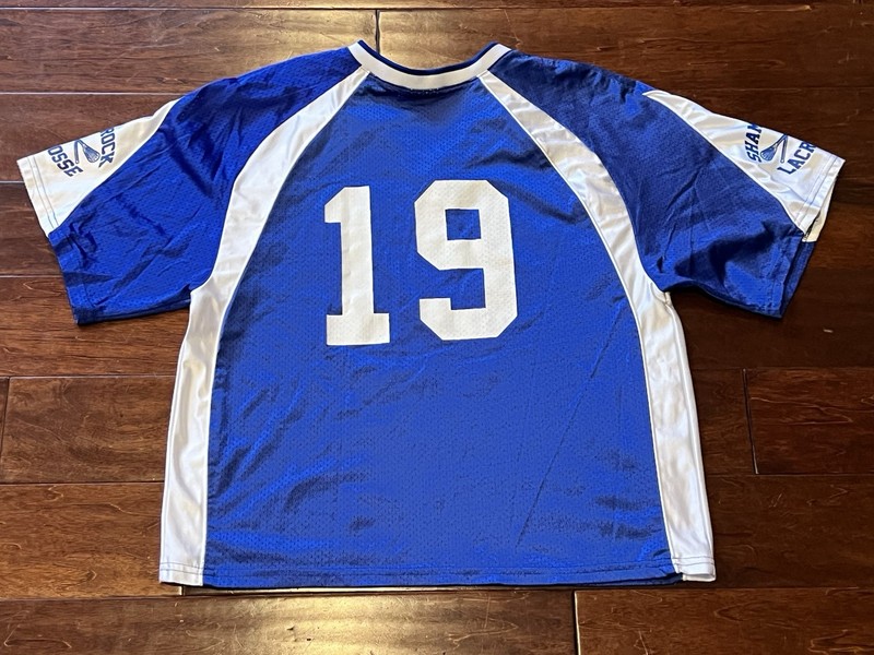 Teamwork Athletic Blue Mens Large Shamrocks #19 Mesh Lacrosse Practice Jersey gallery