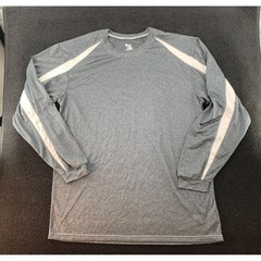 Badger Sport Long Sleeve Athletic Shirt Gray White Trim Mens Size Medium