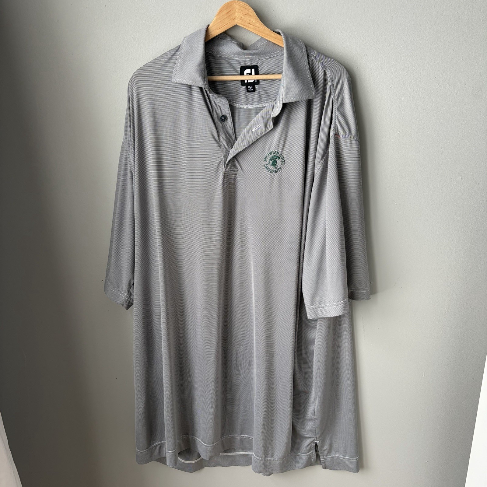 Footjoy FJ Golf Polo Shirt Men's Size XXL stripped- Michigan State Spartans gallery