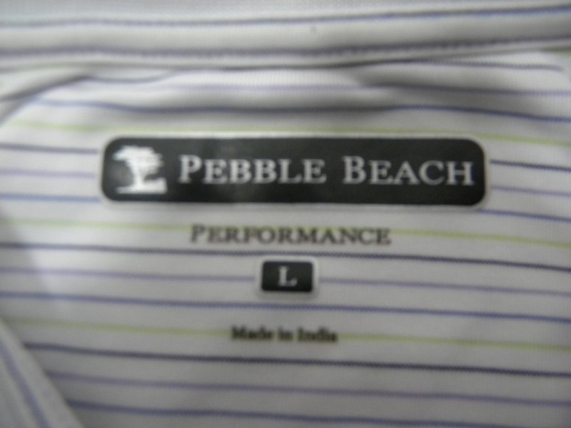 PEBBLE BEACH PERFORMANCE WHITE/GREEN/BLUE STRIPES SIZE L gallery