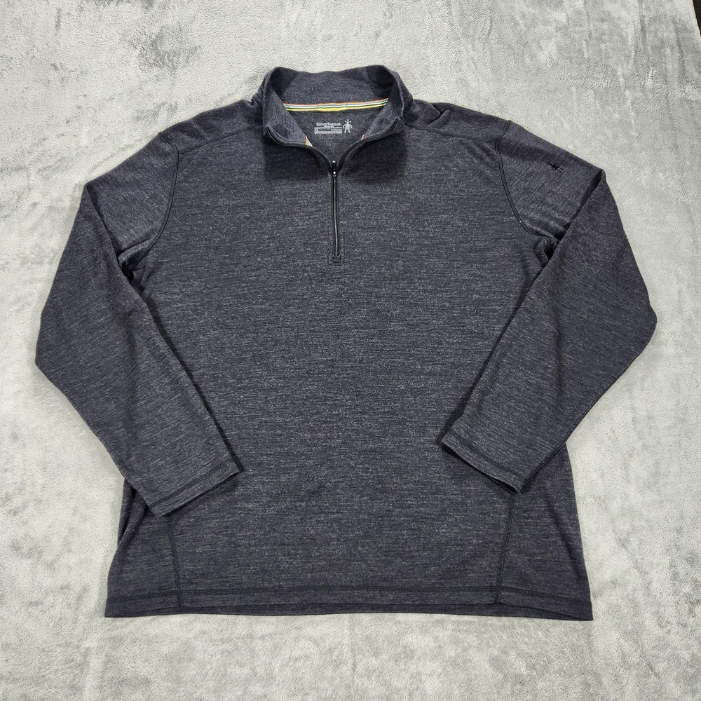 Smartwool Merino 250 Pullover Mens XL Gray 1/4 Zip Wool Base Layer Top