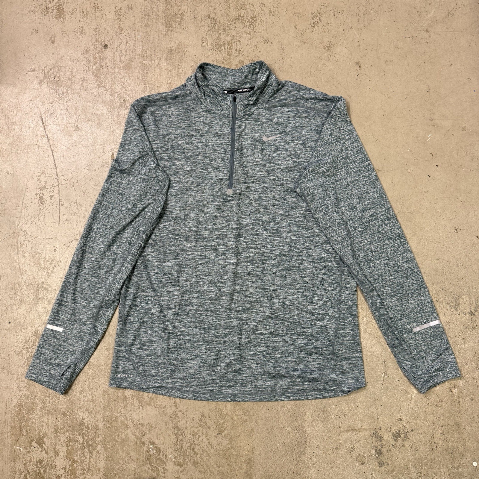 NIKE ELEMENT RUNNING HALF 1/4 ZIP Top SHIRT Men’s Large Heather Vintage GREEN gallery
