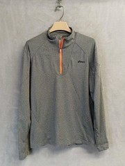 Asics 1/4 Quarter Zip Shirt Men’s Medium Gray Mock Neck Performance Activewear