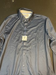 Twillory Shirt Med Navy/ Royal Microdot Polo Polyester Athleisure LS
