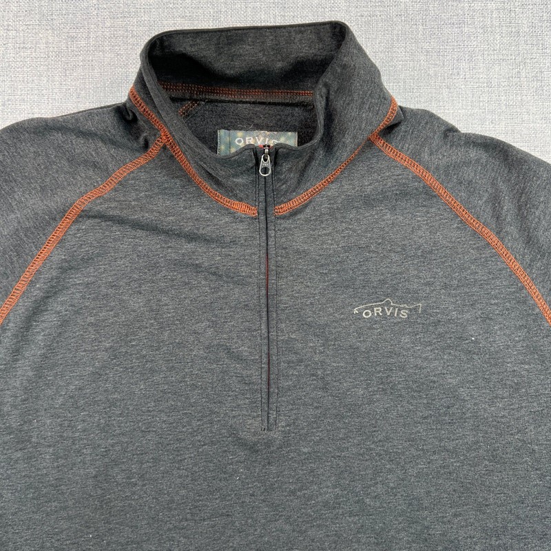Orvis Trout Bum 1/4 Zip Performance Pullover Men L Gray Outdoor Stretch Layer gallery