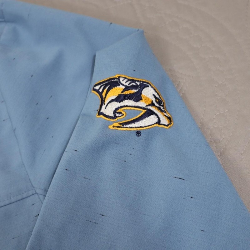 TravisMathew Full Zip Jacket Men Medium Blue Nashville Predators Hockey Stretch gallery