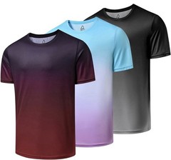 Deolax 3 Pack Crew Neck Men’s Workout Short Sleeved Shirts Color Gradient (NEW)