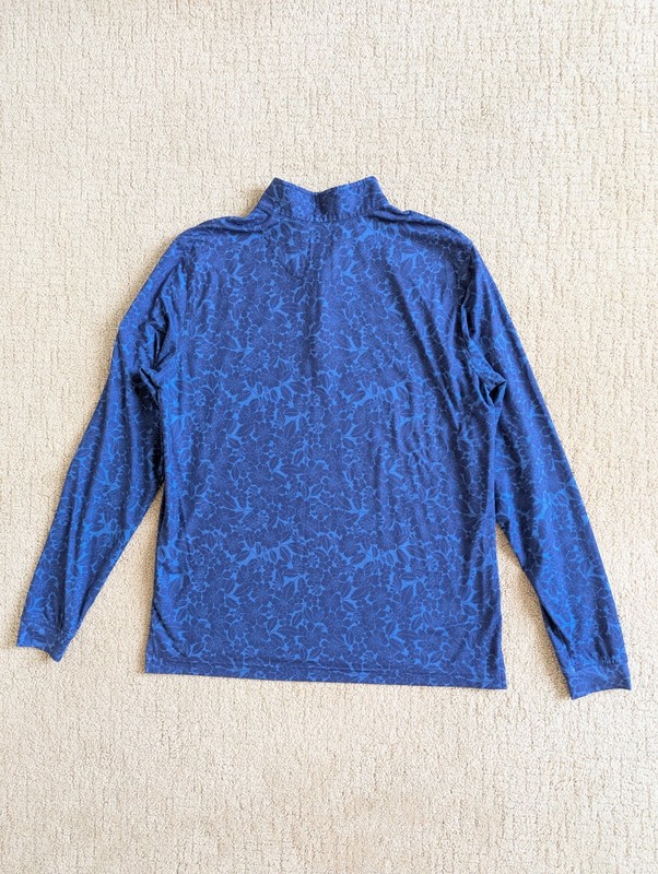 Good Good Golf Quarter Zip Golf Pullover Men M Navy Floral Performance Shirt gallery
