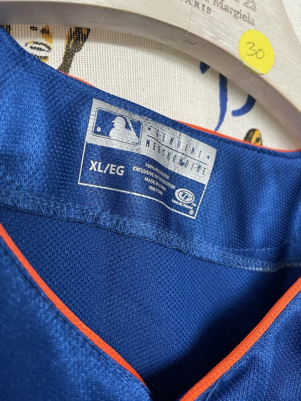 VTG MLB New York Mets National League True Fan Satin Blue Jersey XL Majestic gallery