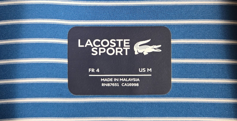 LACOSTE SPORT Medium Mens Lightweight Performance Polo Shirt Blue White Stripe gallery
