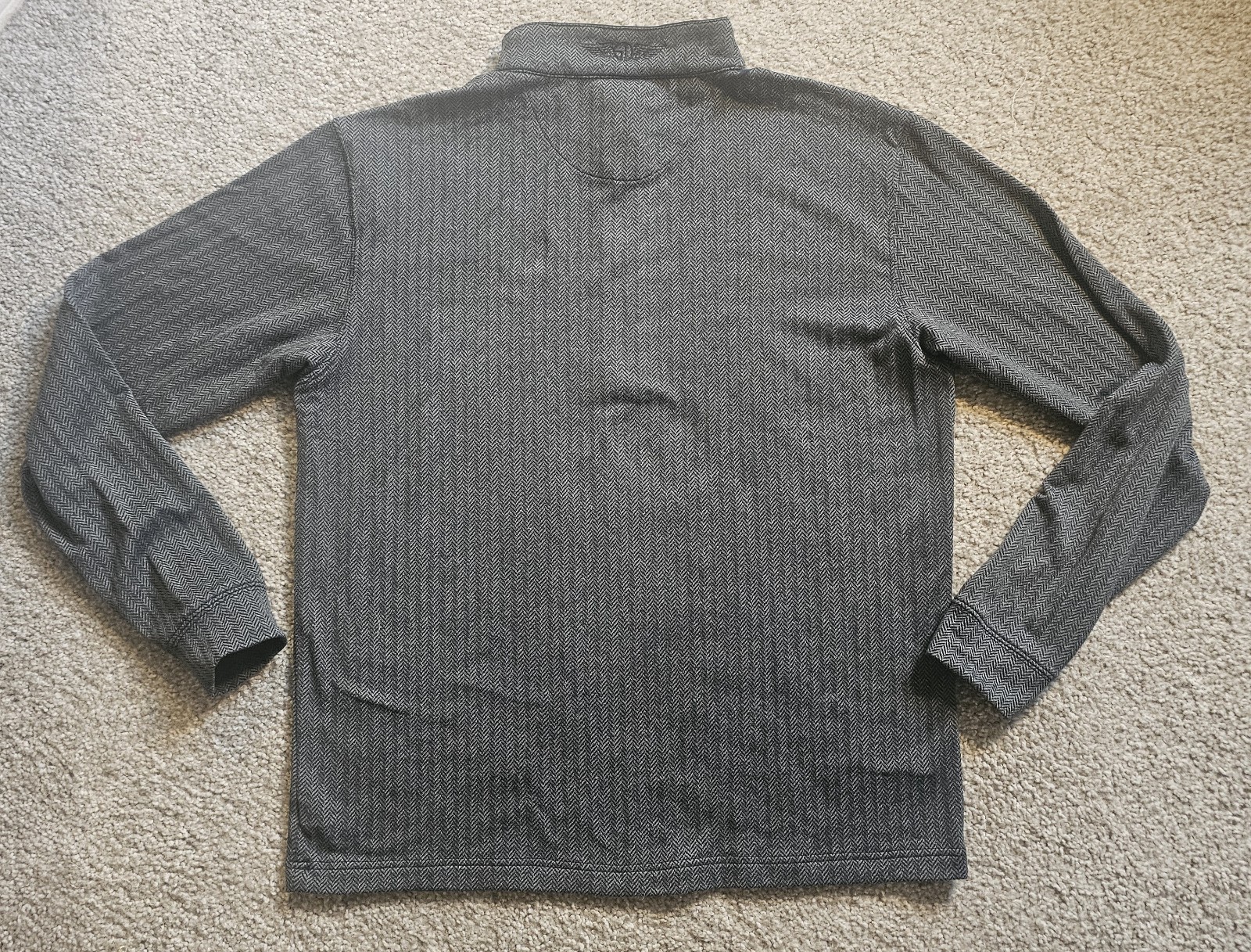 Straight Down Mens Quarter Zip Golf Pullover Charcoal Chevron Print Size Large gallery