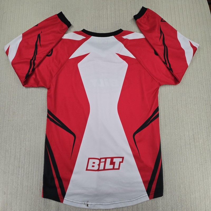BiLT Motocross Jersey Mens Medium Red White Long Sleeve Mesh Racing Top gallery