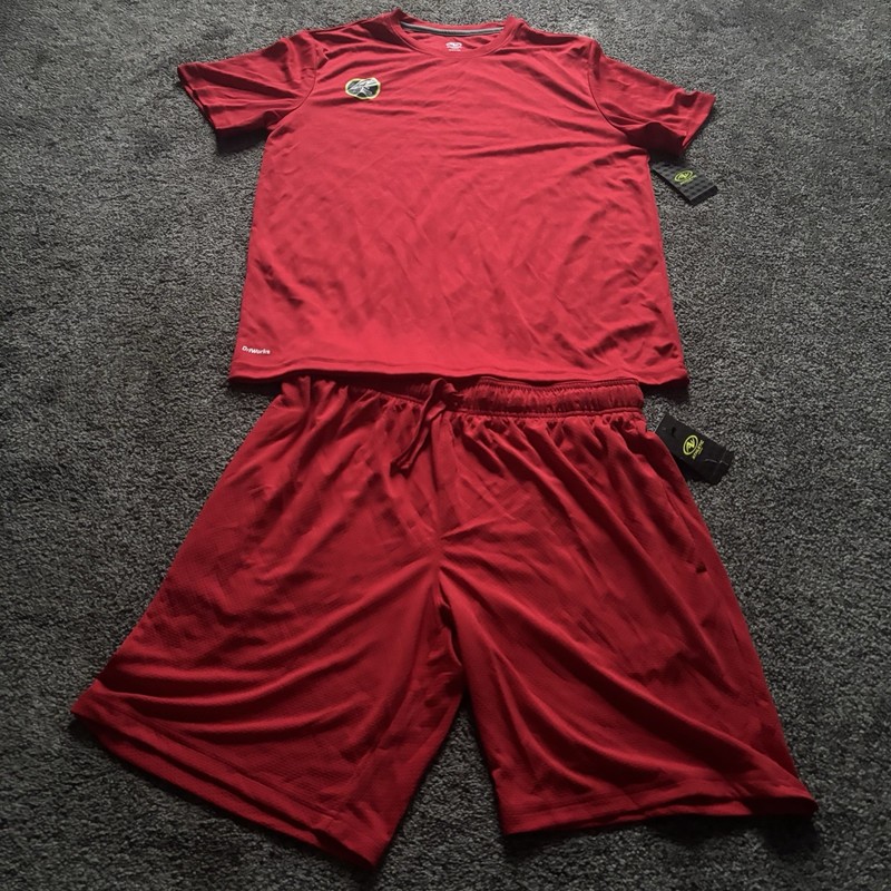 Athletic Works Men's Medium Red 2PC Set: Dri-Works Quick Dry Shirt & Mesh Shorts gallery