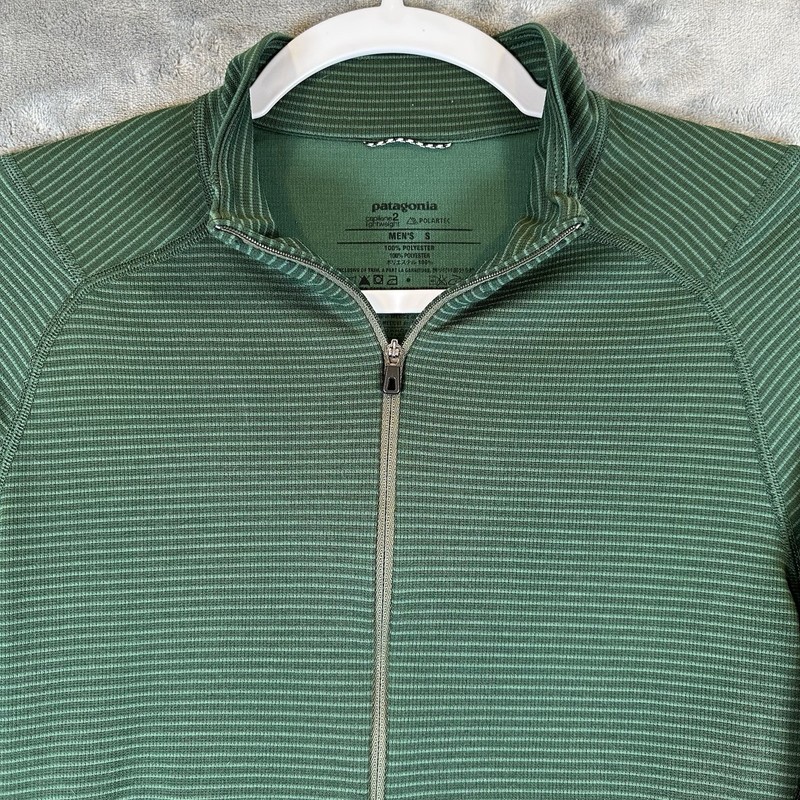 Patagonia Capilene 2 Mens S Green Striped Lightweight Zip Polartec gallery