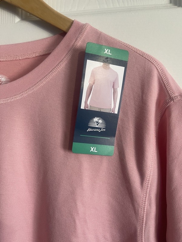 NWT Havana Jim Activewear Pink Men’s Shirt Short Sleeves XL Breathable Stretch gallery
