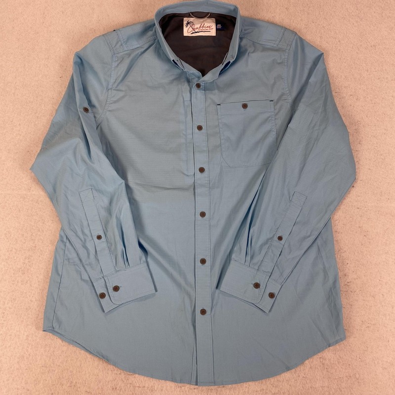 Chubbies Shirt Mens Large Blue Weekend Sport Fishing Long Sleeve Vented Stretch gallery