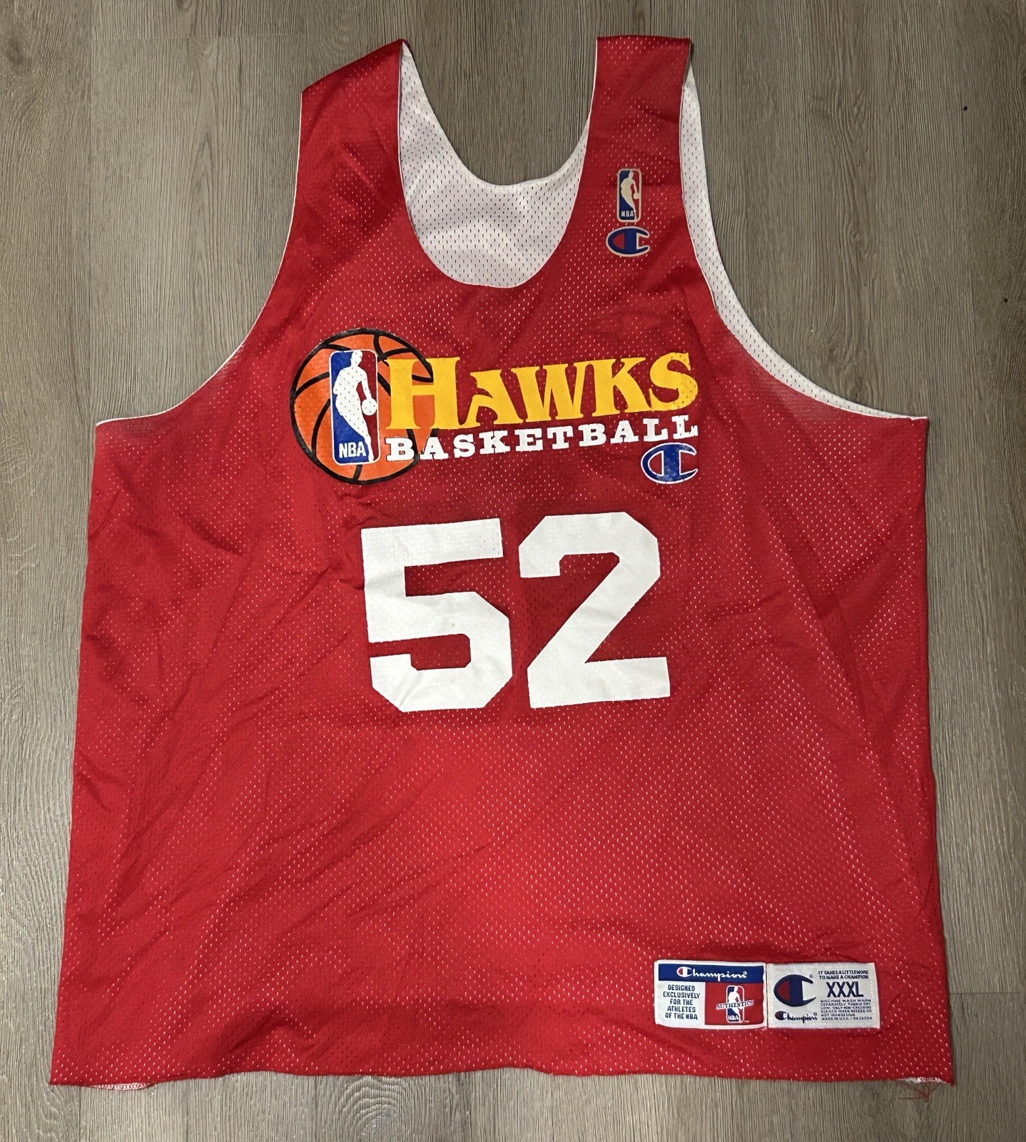 90's ATLANTA HAWKS TEAM ISSUED CHAMPION #25 REVERSIBLE BASK. PRACTICE JERSEY 3XL gallery
