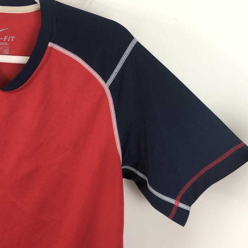 Nike Dri-Fit Short Sleeve Athletic T-Shirt Men’s Sz L Red Navy Sports Active gallery