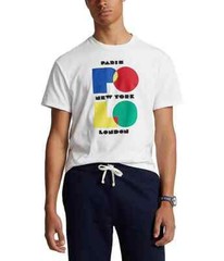 Men Polo Ralph Lauren Classic Fit Paris New York London T-Shirt Size L White