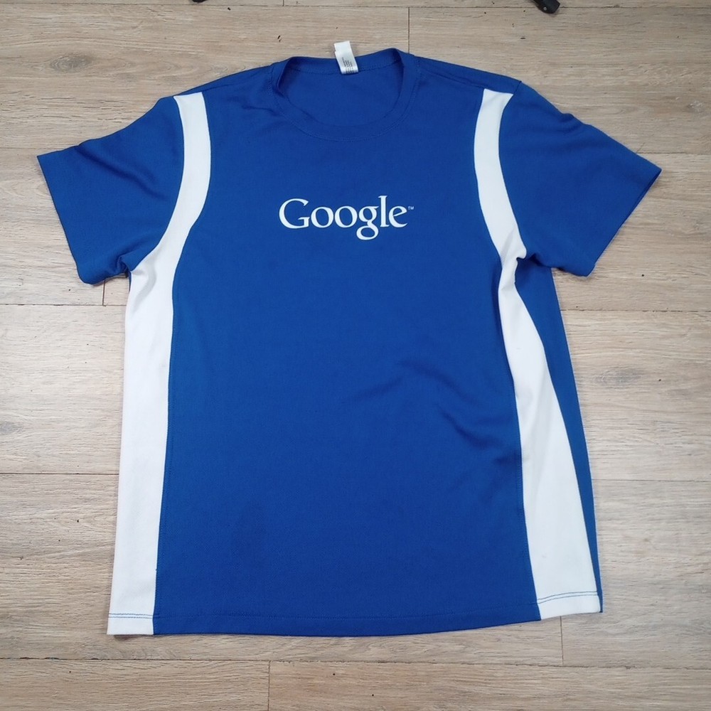Google Expert Performance Running Shirt Mens Large Short Sleeve Used Blue