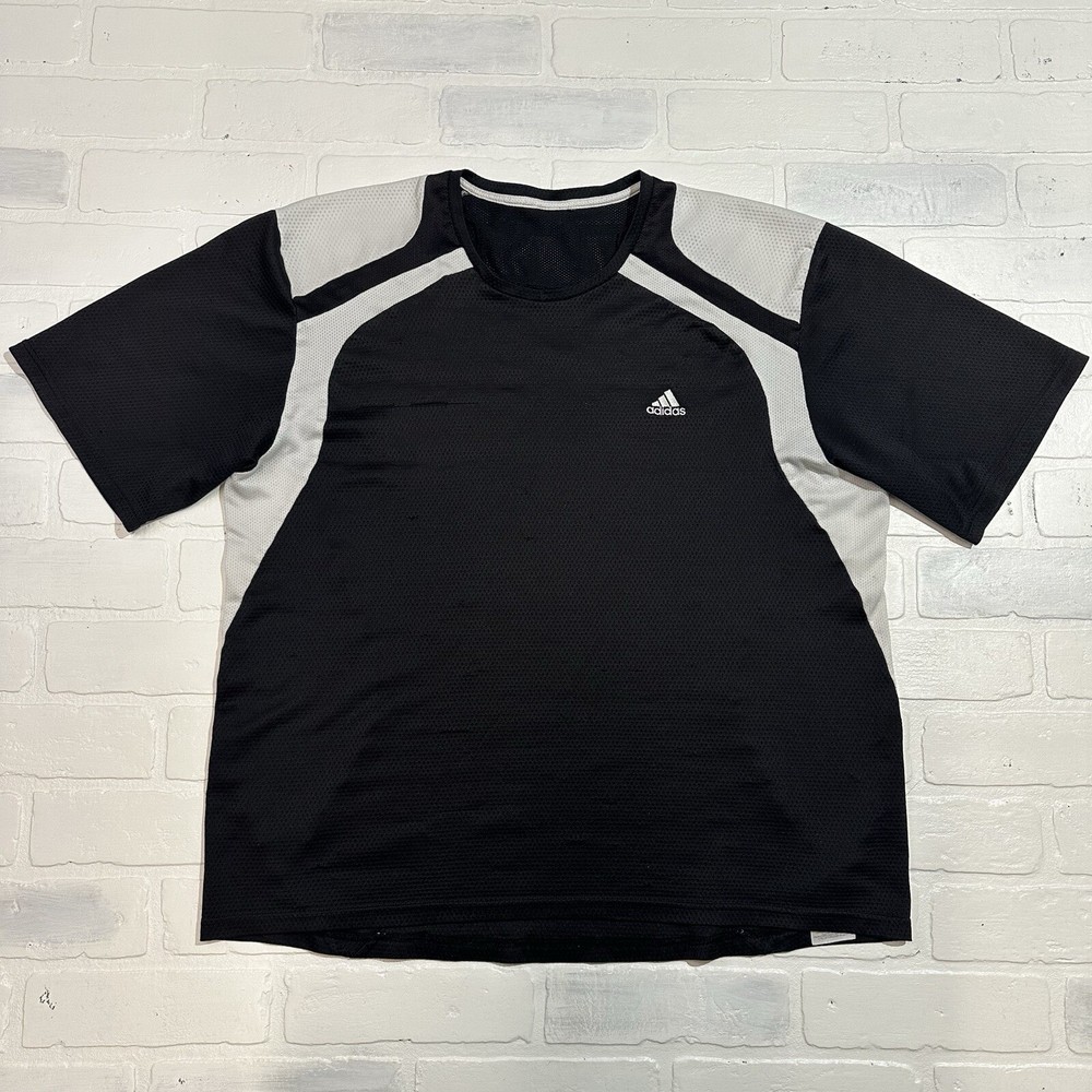 Adidas Shirt Mens S Black Soccer Football Jersey Cropped Diamond VTG Y2K Hip Hop