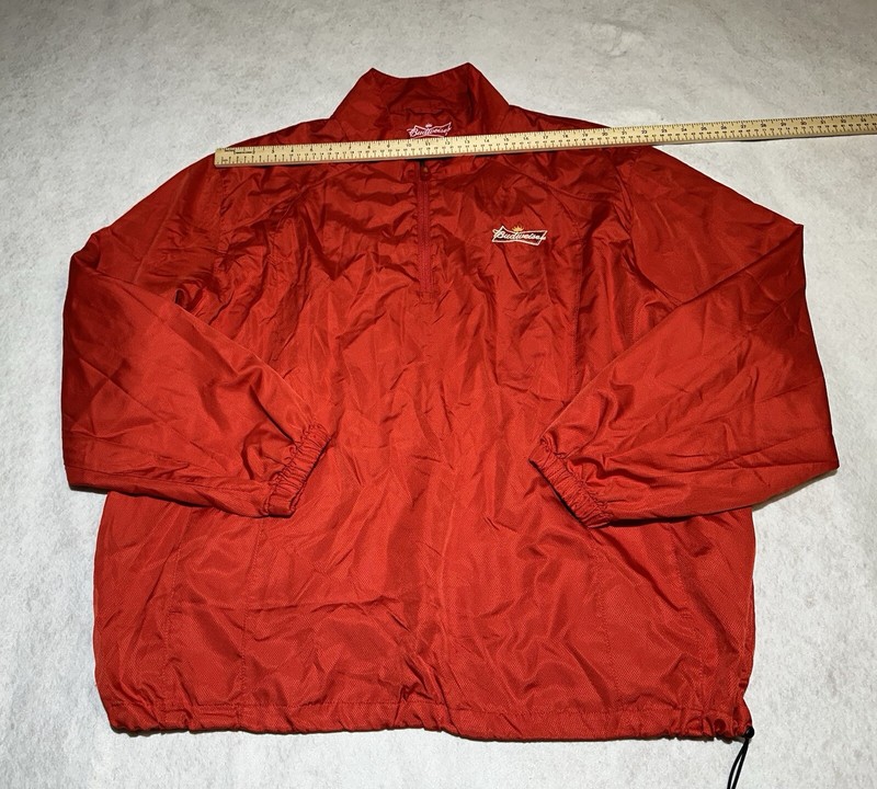 Budweiser Mens 1/4 Zip Pullover Windbreaker Long Sleeve Red Size 2XL gallery