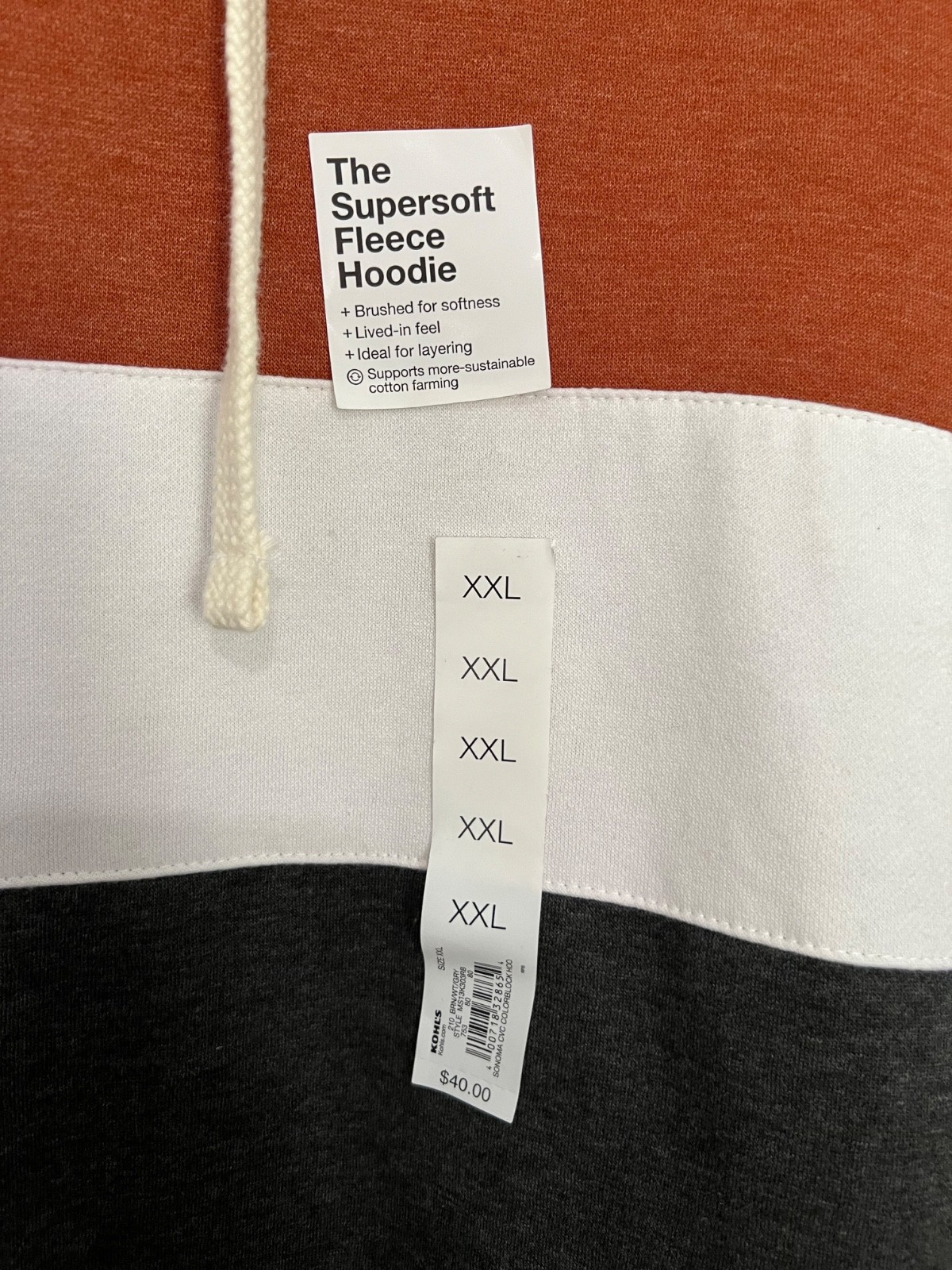NWTs Sonoma Super Soft Fleece Hoodie Men's Size XXL. gallery