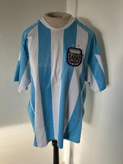 # 12 AFA Soccer light blue and white striped Argentine style jersey mens’ size M