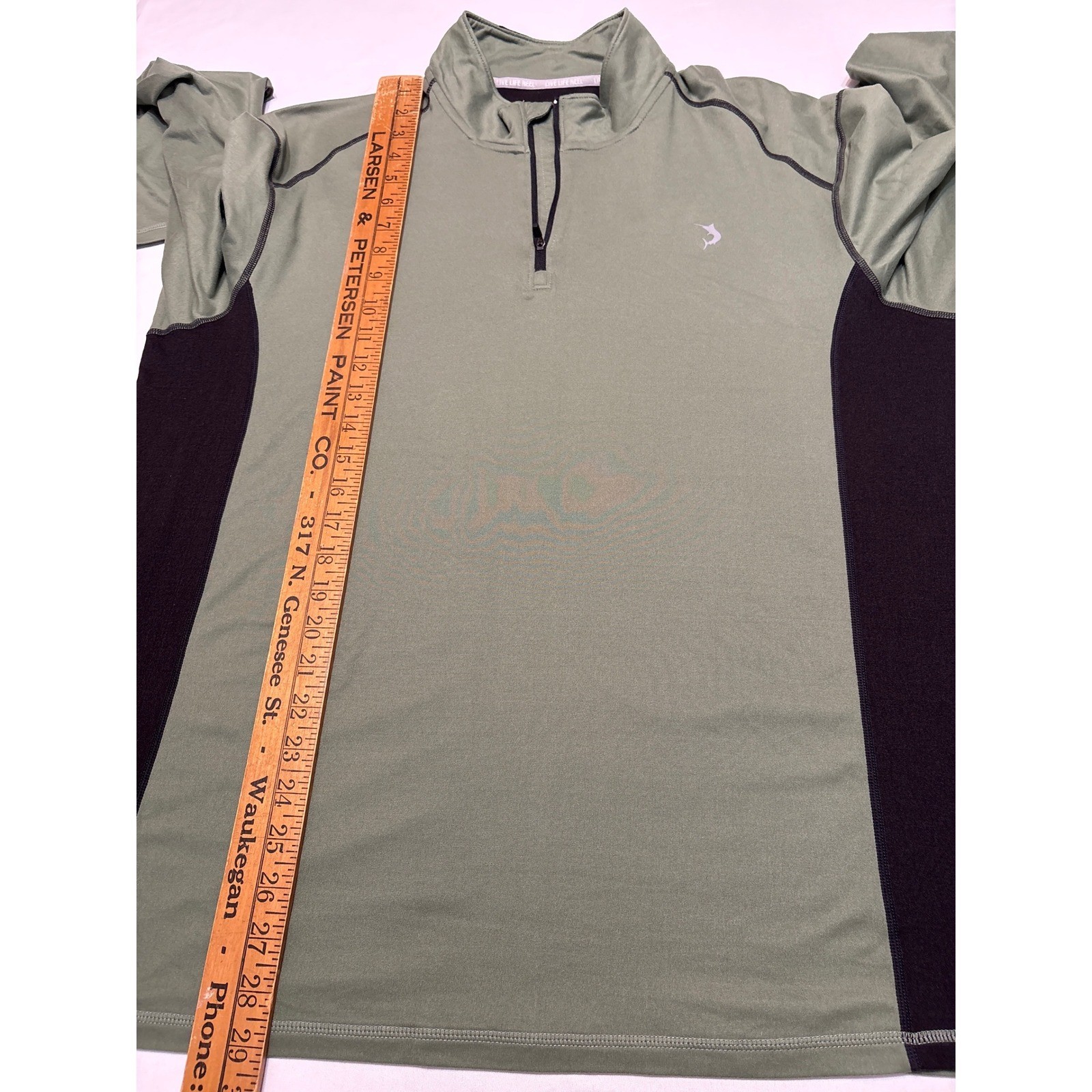 Reel Legends Mens Large Olive Green Black Quarter Zip Performance Pullover Shirt gallery