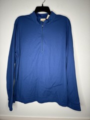 LL Bean Pullover Mens Large Blue Quarter Zip Performance Activewear Pullover 1/4