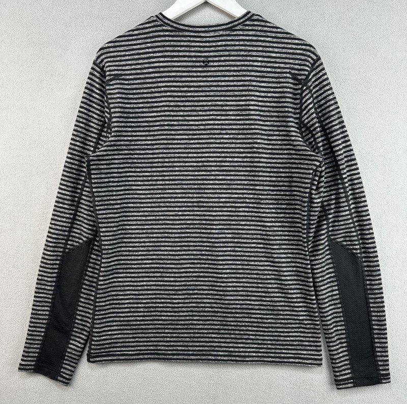 Lululemon Long Sleeve Medium Speed Classic Stripe Heathered Black Rulu LM3378S gallery