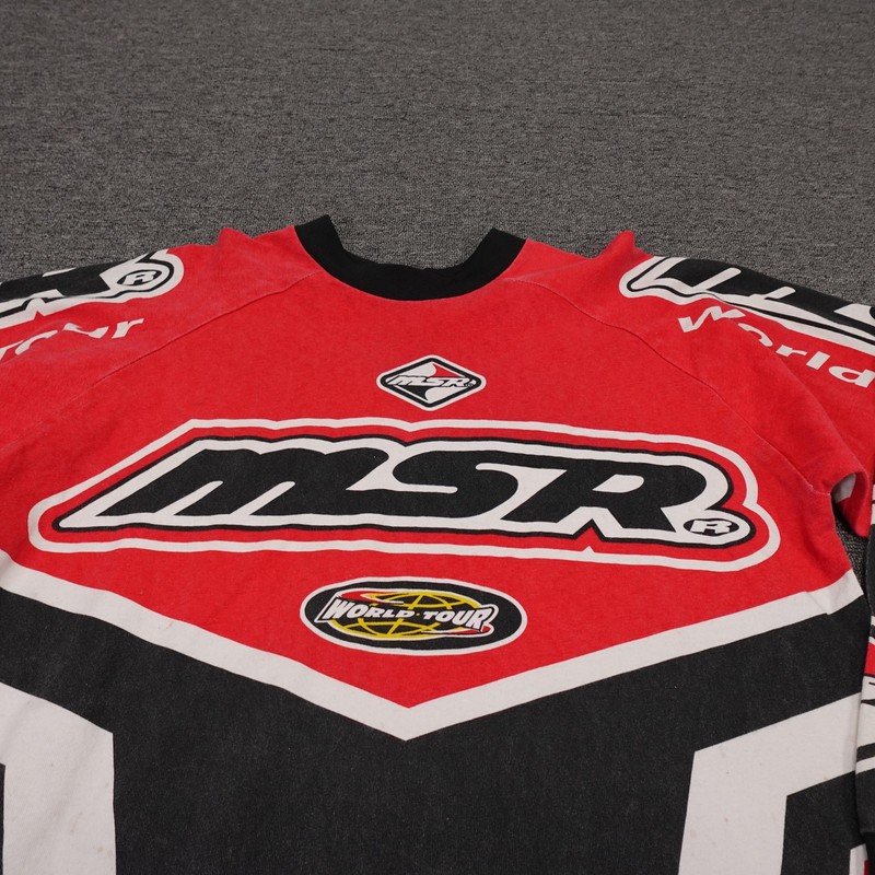 Vintage MSR Shirt Mens Medium Red World Tour Motocross Jersey Racing USA 90s gallery