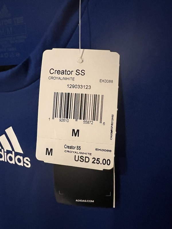 NWT Adidas Men's Medium Creator Short Sleeve T Shirt Crew Royal Blue White Tee gallery