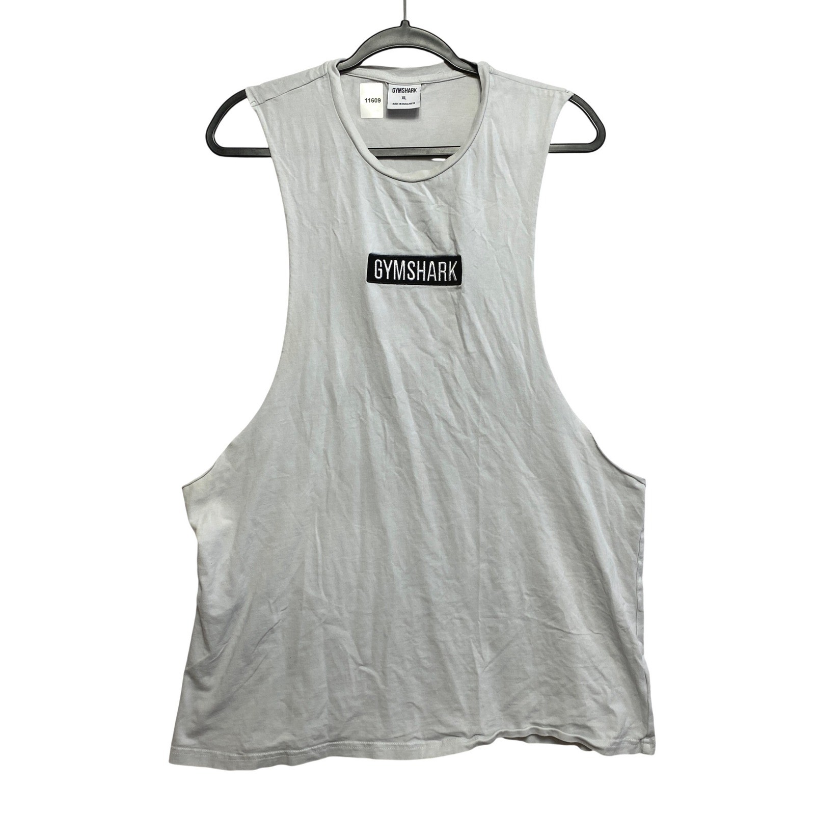 Gymshark Tank Top Mens XL Light Gray Muscle Stringer Vest Drop Armhole gallery