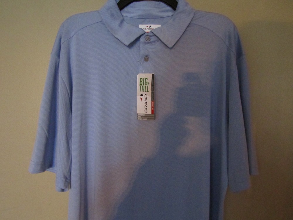 GRANDSLAM Performance Size LT BLUE HEATHER Short Sleeve GOLF Polo SHIRT Stretch