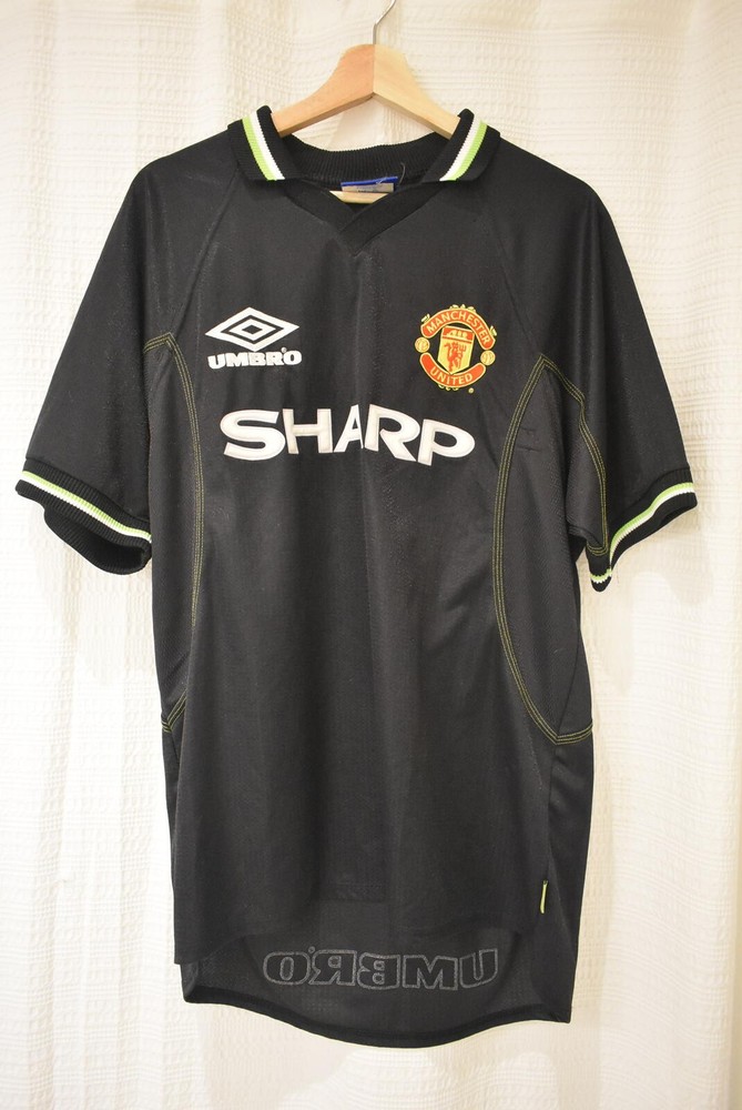 Vintage Umbro Manchester United Black Football Jersey Made in England Size L