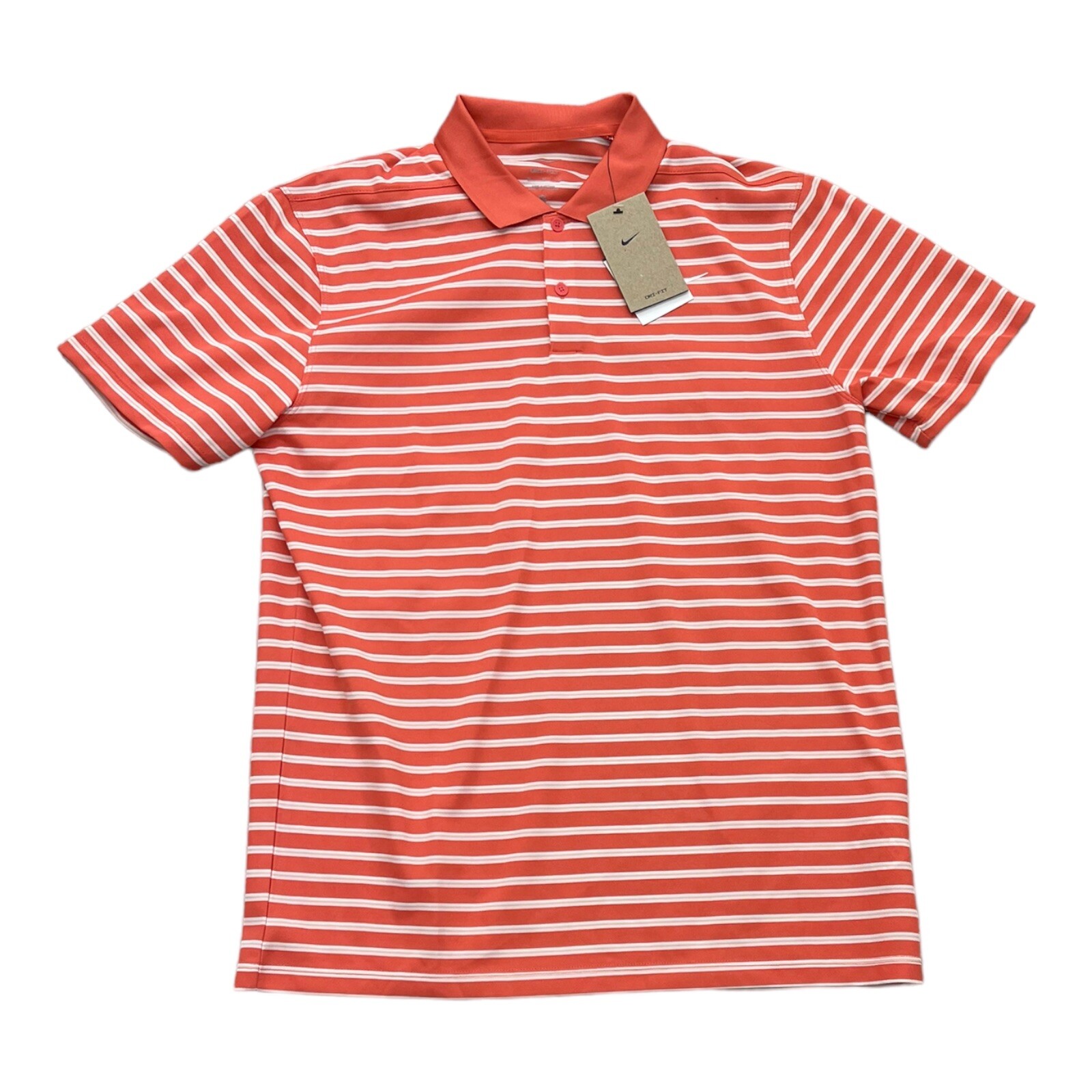 Nike Dri-FIT Move To Zero Orange Mens Striped Golf Polo Shirt Size M DH0829-814 gallery