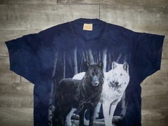 Graphic Rusty Fretner Size XL The Animal Wolf Mountain Print T Shirt Tie Dye