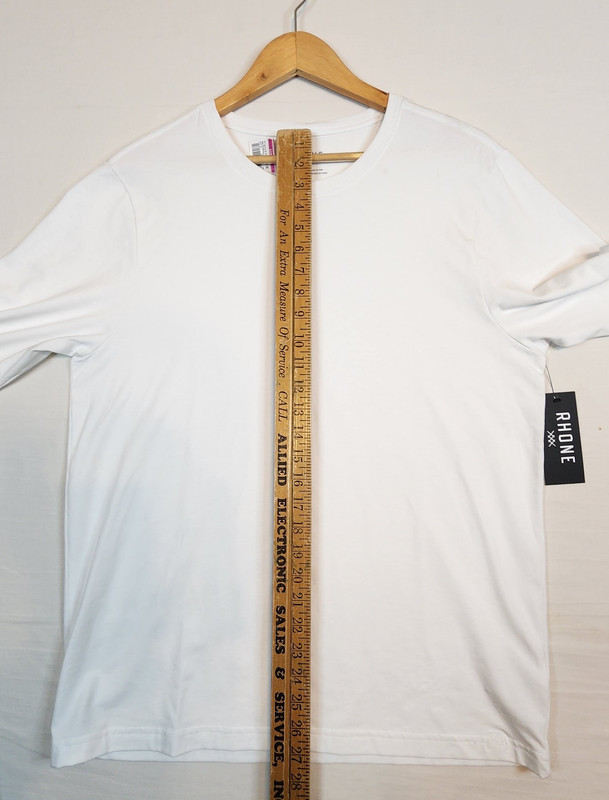 Rhone Performance Long Sleeve Crew Slim Fit Shirt Men L White Pima Cotton gallery