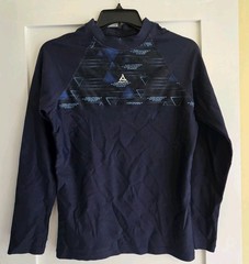 Aquatik Men’s Rashguard Long Sleeve Mock Neck Blue Swim SZ L Surf Sun Snorkeling