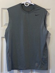 NIKE PRO COMBAT DRI-FIT SHIRT SIZE L GRAY CHEST IS 21″ LENGTH IS 28″