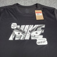 Nike Shirt Mens Large Black Graphic Dri Fit Fitness Performance Training Gym Tee