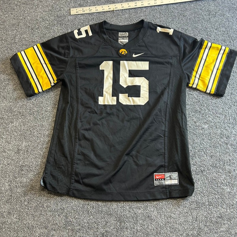 Nike Football Jersey Mens Size L Black Iowa Hawkeyes 15 V-Neck Mesh Athletic gallery