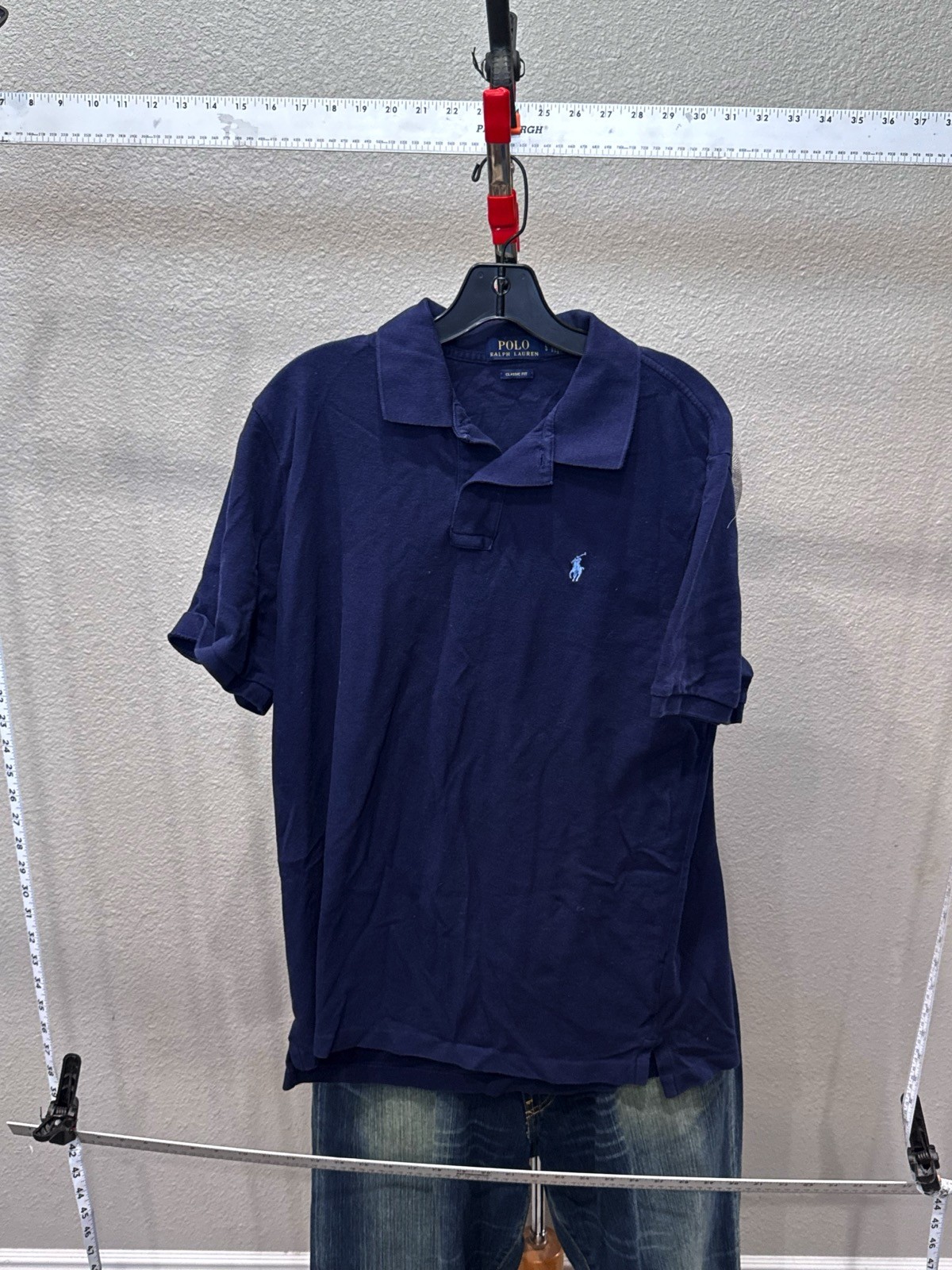 Polo Ralph Lauren Navy Blue POLO SHIRT Large L Classic Fit gallery