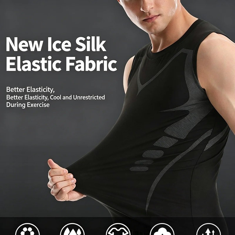 Men Compression Shirt Version Ionic Shaping Sleeveless Vest Sport Tank Top S-2XL gallery