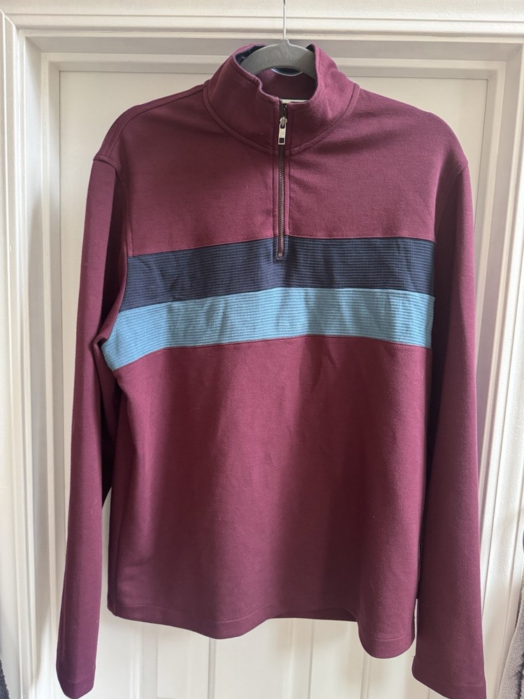 High-end brand Ted Baker 1/4 Zip Pullover Mock Neck Long Sleeve